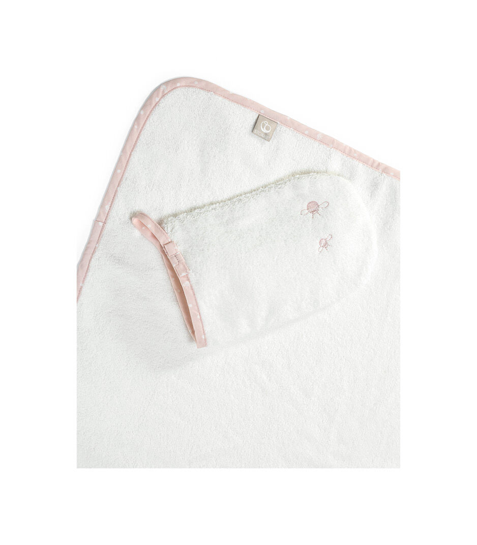 Stokke® Hooded Towel Pink Bee. galery image 2